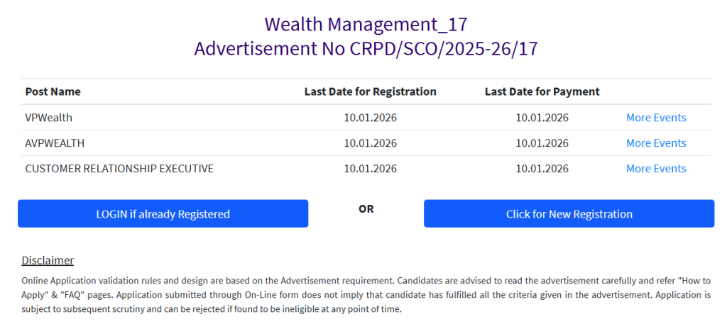 Official Portal SBI SCO Recruitment 2026